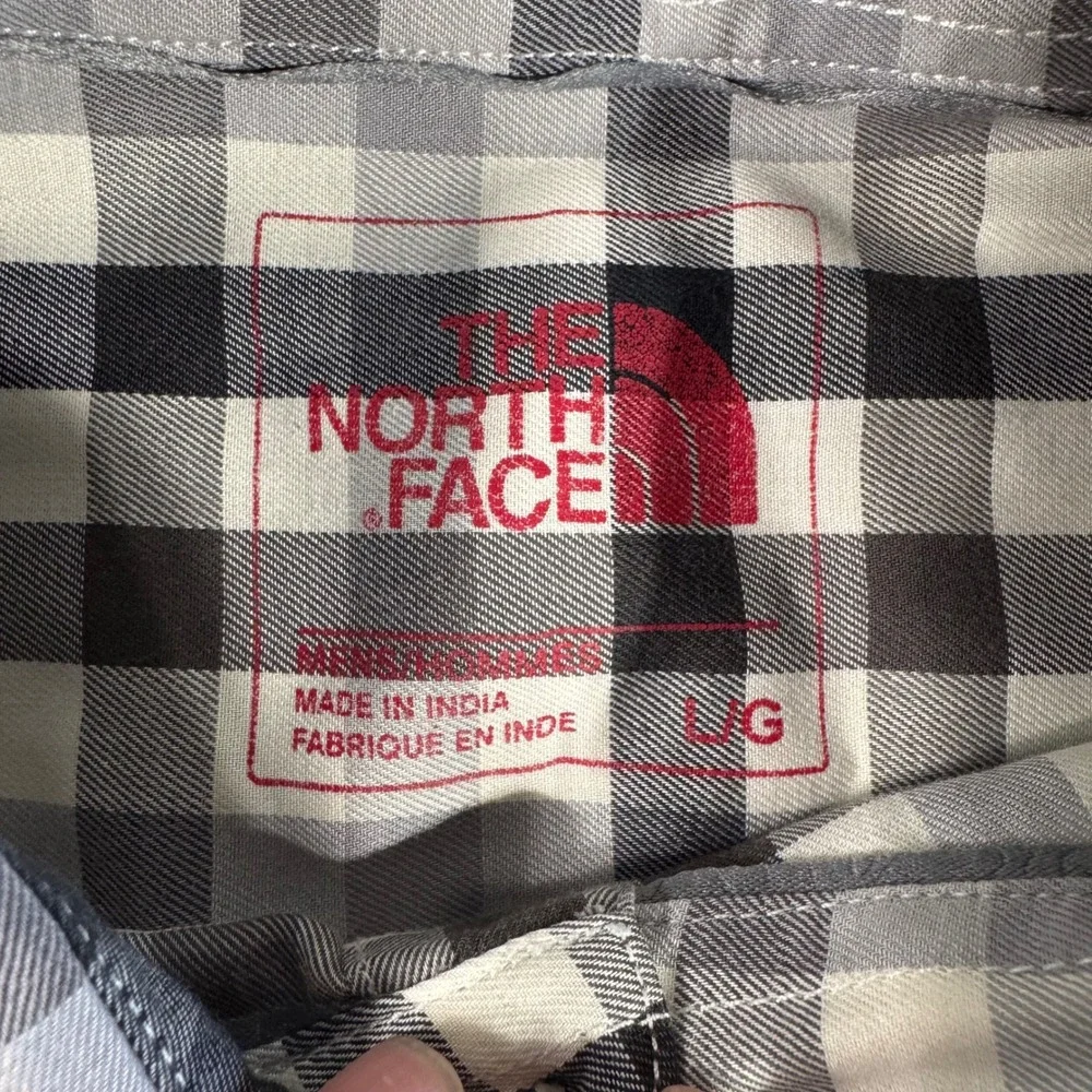 The North Face Mens Grey Black Plaid‎ Long Sleeve Button Down Shirt Large L/G